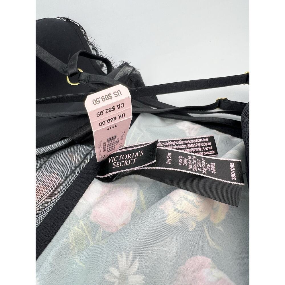 VS Very Sexy Floral Lace Satin Strappy Bustier Top 38D NWT Victorias Secret - Picture 2 of 8